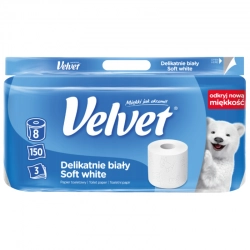 Velvet Delikatnie Biały Papier toaletowy 8 rolek